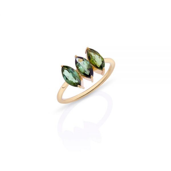 Gold ring with marquise green tourmaline