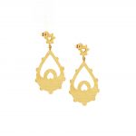 Gold plated silver long drop earrings