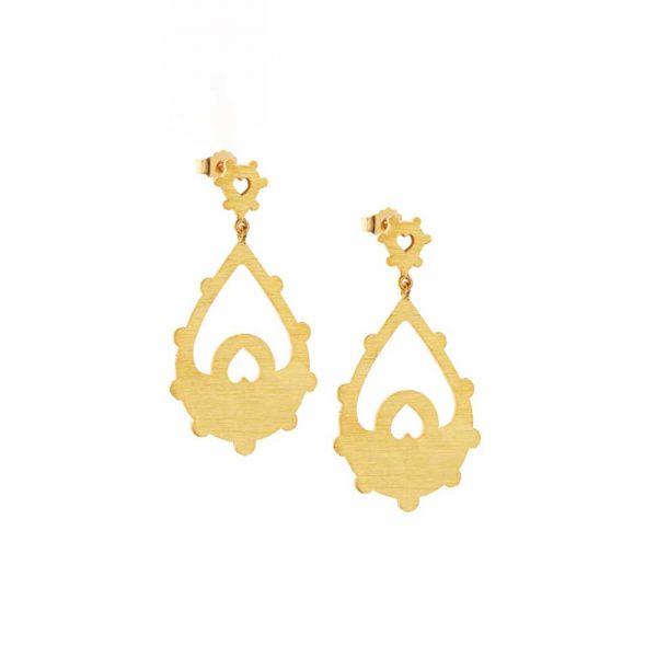 Gold plated silver long drop earrings