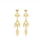 Gold plated silver long earrings with dangling moon and star