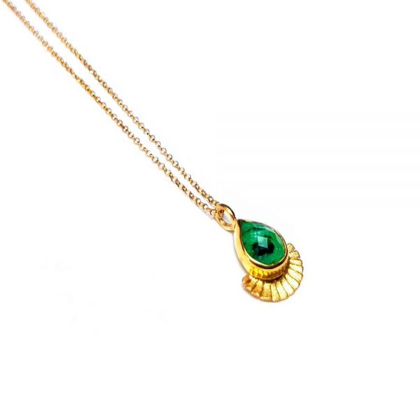 Gold plated zoisite quartz necklace
