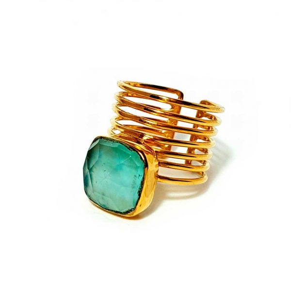 Gold plated chalcedony ring