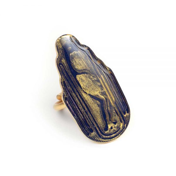 Gold plated bronze ring with enamel