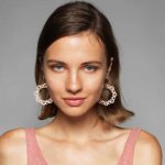 Rose gold plated silver earrings with white sapphires