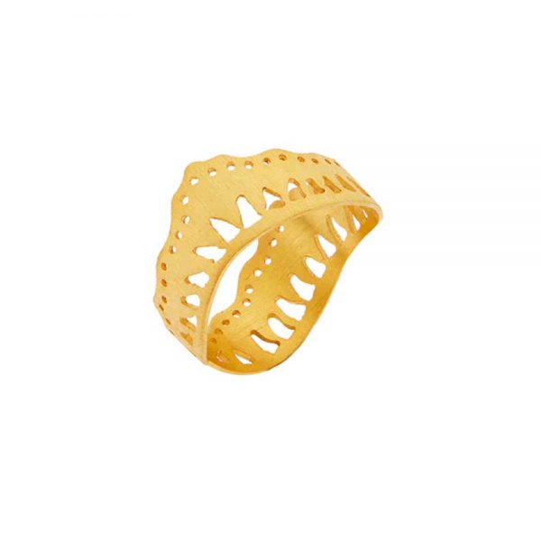 Gold plated silver wing shaped ring